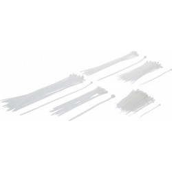 Assortiment de colliers plastique | blanc | diverses tailles | 250 pièces