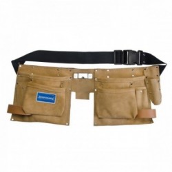 Double ceinture-sacoche en daim à outils/clous, 8 poches